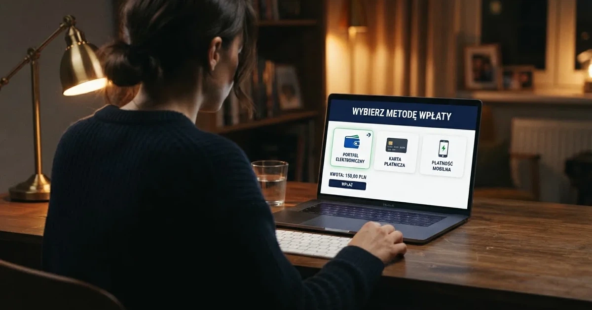 Ekran wyboru metody płatności w kasynie online z widocznymi ikonami Skrill, karty płatniczej i BLIK